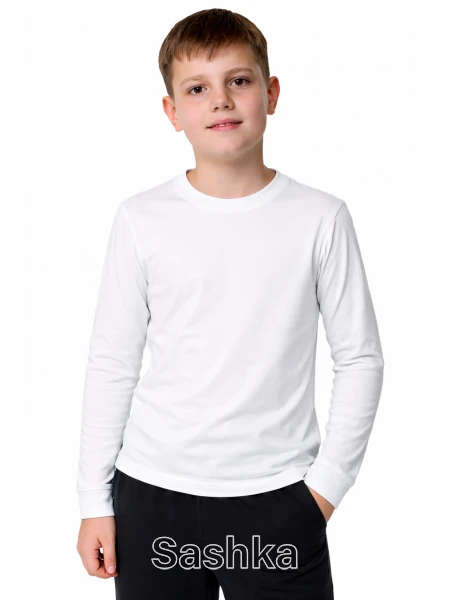 Лонгслів  для хлопчика Sashka трикотажний білий, размер 104-176